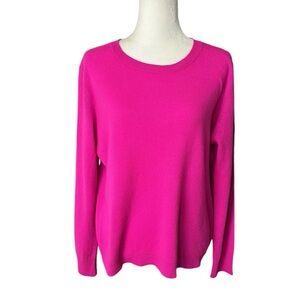 ANTONIO MELANI hot pink crew neck 100% luxury cashmere sweater size XL